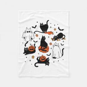 Cute Ghost Cat Funny Halloween Outfit Costumes Bla Fleecefilt