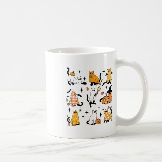 Cute Ghost Cat Funny Halloween Outfit Costumes Bla Kaffemugg (Höger)