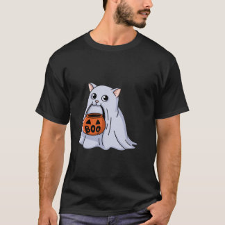 Cute Ghost Cat Halloween Boo T Shirt