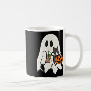 Cute Ghost Cat Iced Coffee Spooky Season Halloween Kaffemugg