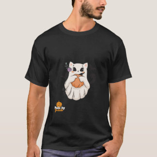 Cute Ghost Cat med Pumpkin | Spooky Halloween Mugg T Shirt