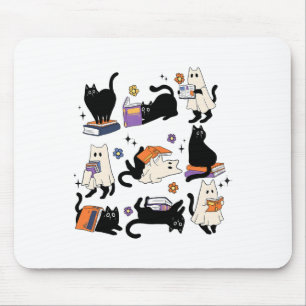 Cute Ghost Cat Reading Bokar Älskare Bookish Halld Musmatta