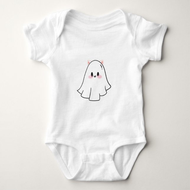 Cute Ghost Cat T Shirt (Framsida)