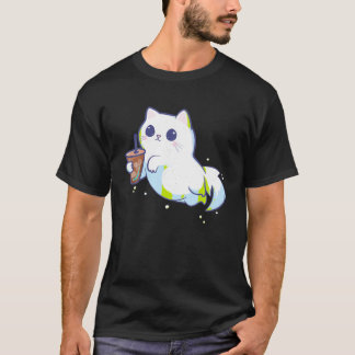 Cute Ghost cat with Iced Coffee FUNNT Shirt T