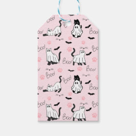 Cute Ghost Cats Halloween Presentetikett