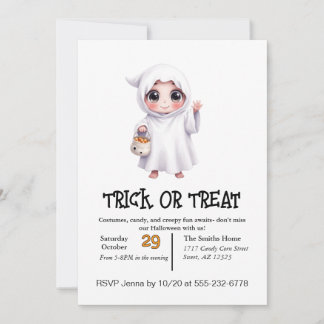 Cute Ghost Child på Halloween Inbjudningar