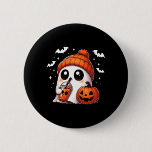 Cute Ghost Coffee Älskare Halloween Ghost Pumpkin  Knapp