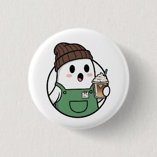 Cute Ghost Coffee Button Knapp