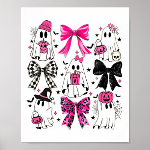 Cute Ghost Coquette Aesthetic Rosa Bows Spooky Sea Poster