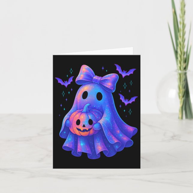 Cute Ghost Coquette Bow Halloween Spooky Season Gi Kort (Framsida)