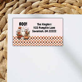 Cute Ghost Cottagecore Fall Halloween Adress Fraktsedel