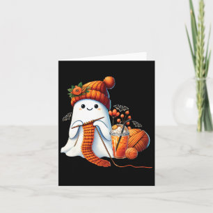 Cute Ghost Crochet Knitting Älskare Halloween Kaff Kort