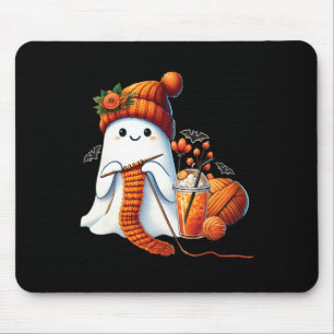 Cute Ghost Crochet Knitting Älskare Halloween Kaff Musmatta