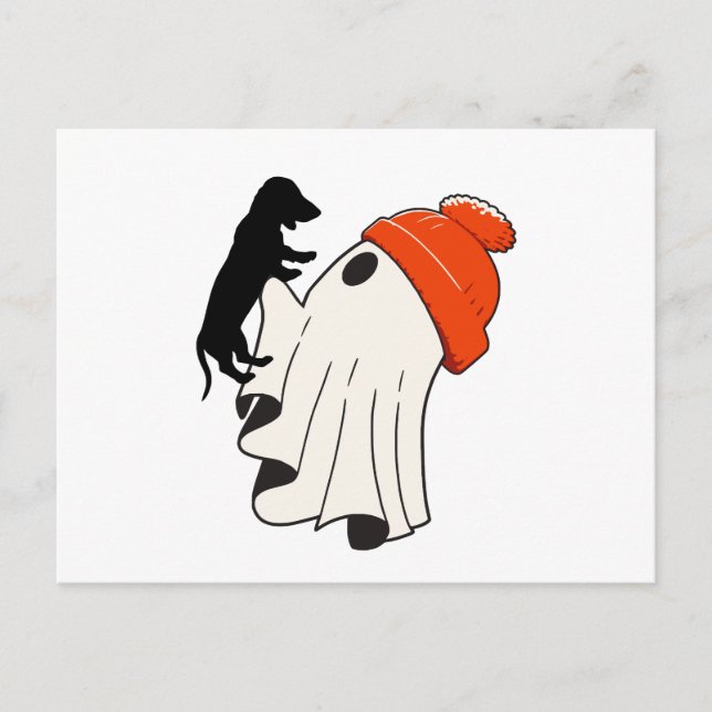 Cute Ghost Dachshund Älskare Helg Vykort (Framsida)