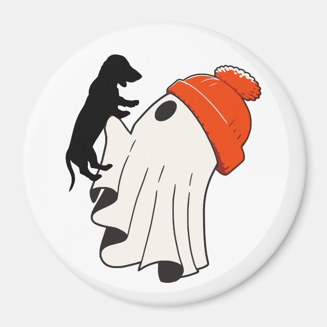 Cute Ghost Dachshund Älskare Magnet (Framsidan)