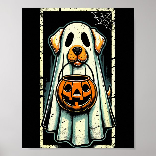 Cute Ghost Dog Men Women Kids Halloween Funny Ghos Poster (Framsidan)