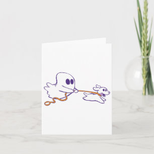 Cute Ghost Dog Walker Graphic Halloween Costume Kort