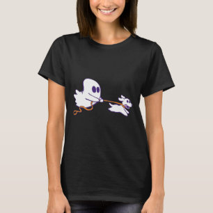 Cute Ghost Dog Walker Graphic Halloween Costume T Shirt