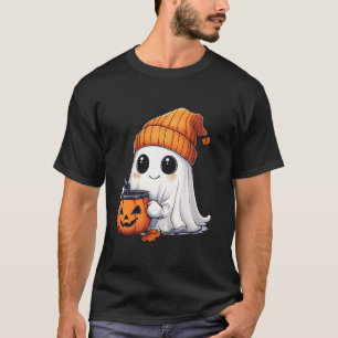Cute Ghost Drinking Coffee Bougie Pumpkin Spice Ha T Shirt