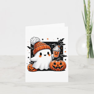 Cute Ghost Drinking Coffee Halloween Costume Kaffe Kort