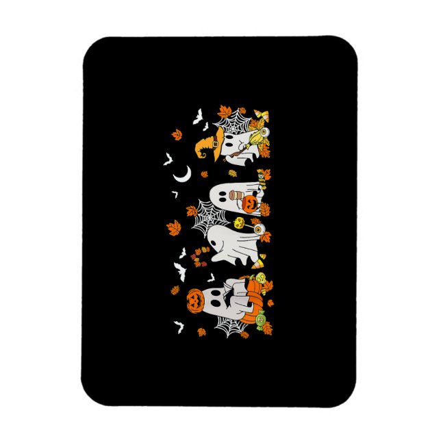 Cute Ghost Drinking Coffee Halloween Fall Ghost Bo Magnet (Vertikal)
