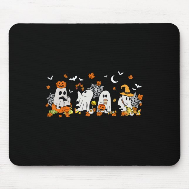 Cute Ghost Drinking Coffee Halloween Fall Ghost Bo Musmatta (Framsidan)