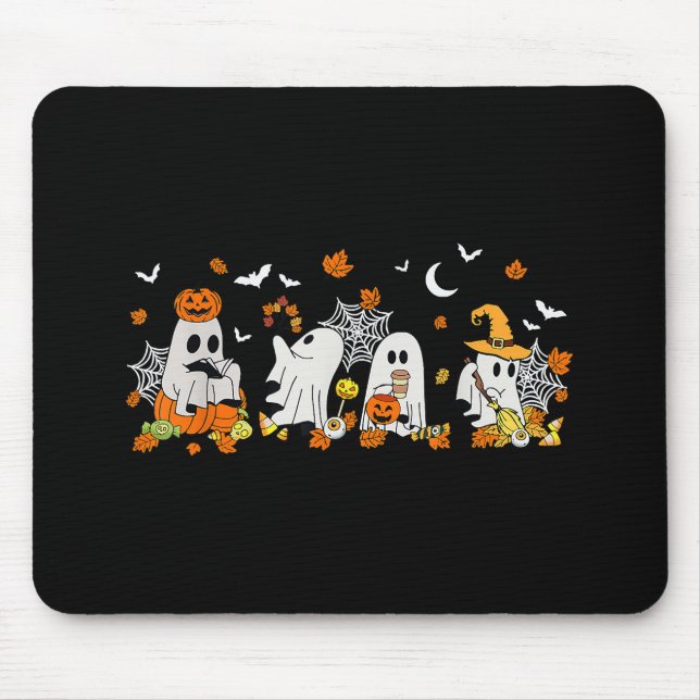Cute Ghost Drinking Coffee Halloween Fall Ghost Bo Musmatta (Framsidan)