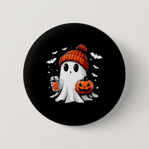 Cute Ghost Drinking Coffee Halloween Ghost Coffee Knapp