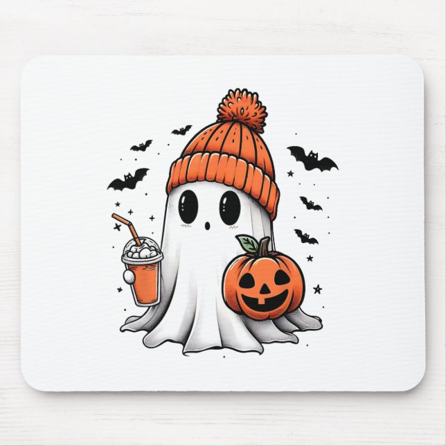 Cute Ghost Drinking Coffee Halloween Ghost Coffee Musmatta (Framsidan)