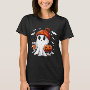 Cute Ghost Drinking Coffee Halloween Ghost Coffee T Shirt