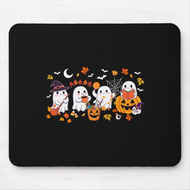 Cute Ghost Drinking Coffee Halloween Ghost Fall Bo Musmatta (Framsidan)