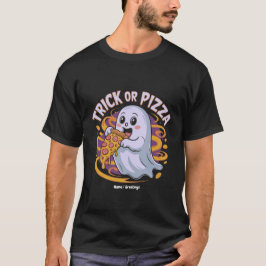 Cute Ghost Eating Pizza Fun Creepy Trick or Pizza T Shirt