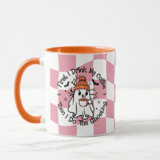 Cute Ghost Fall Pumpkin Spice Rosa Mugg
