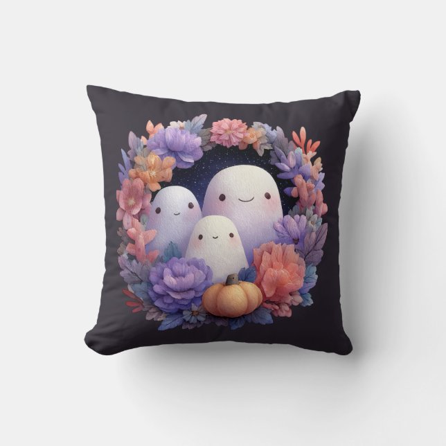 Cute Ghost Family Halloween-utandning Kudde (Framsida)