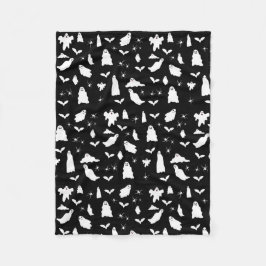 Cute Ghost, Fladdermus & Spiders Halloween Mönster Fleecefilt