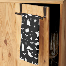 Cute Ghost, Fladdermus & Spiders Halloween Mönster Kökshandduk