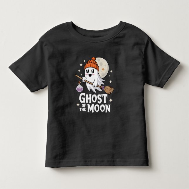Cute Ghost från Måne Halloween T Shirt (Framsida)