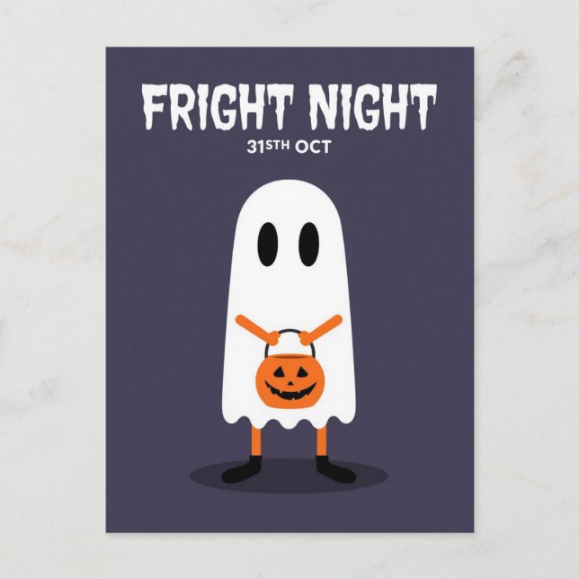 Cute Ghost Fright Night Halloween Helg Vykort (Framsida)