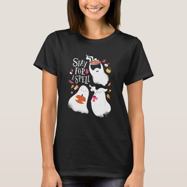 Cute Ghost Funny Halloween Design Design T Shirt (Framsida)