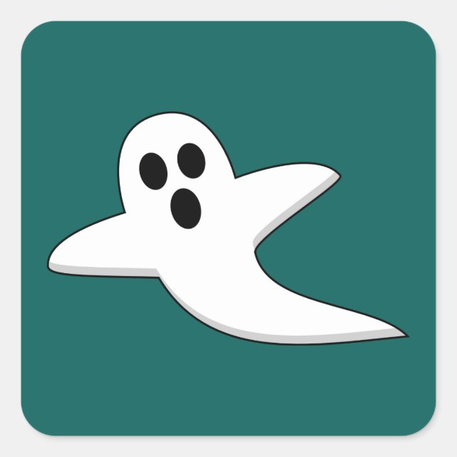 Cute Ghost Fyrkantigt Klistermärke (Framsida)