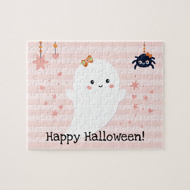 Cute Ghost Girly Happy halloween Pussel (Horisontell)