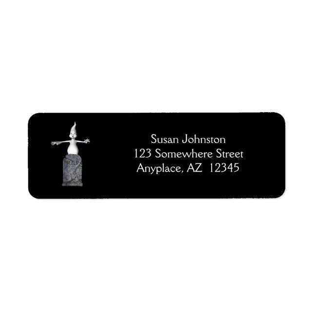 Cute Ghost Gravsten Halloween Adress Returadress Etikett (Framsidan)