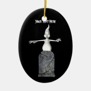 Cute Ghost Gravsten Halloween Ornament