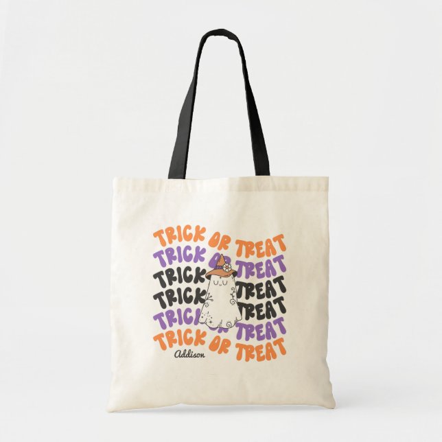 Cute Ghost Groovy Bus eller godis Tote Bag Tygkasse (Framsidan)