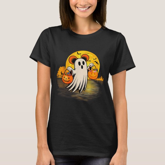 Cute Ghost Guitar Halloween Pumpkins Candy Soky Se T Shirt (Framsida)