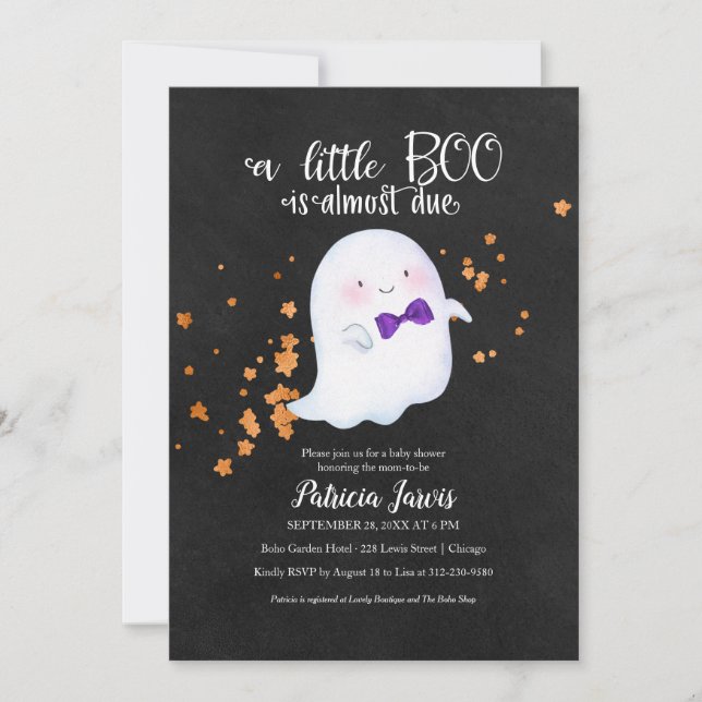 Cute Ghost Halloween Baby Shower-inbjudan Tack Kort (Framsida)