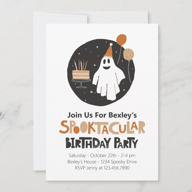 Cute Ghost Halloween Birthday-inbjudan Kort (Framsida)
