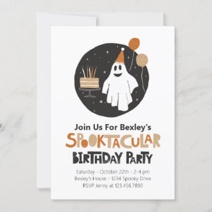 Cute Ghost Halloween Birthday-inbjudan Kort