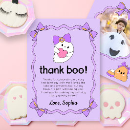 Cute Ghost Halloween Birthday Tack för ditt kort