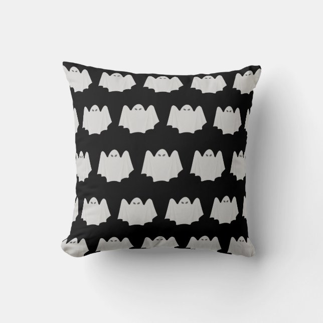 Cute Ghost Halloween Black and White Dekorativ kud Kudde (Framsida)